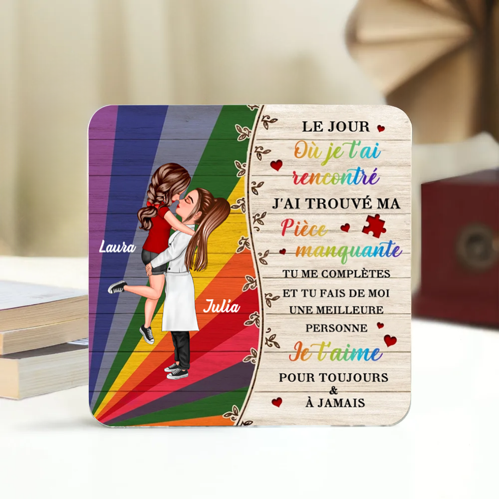 Aimants en acrylique personnalisés « Arc-en-ciel » pour couples