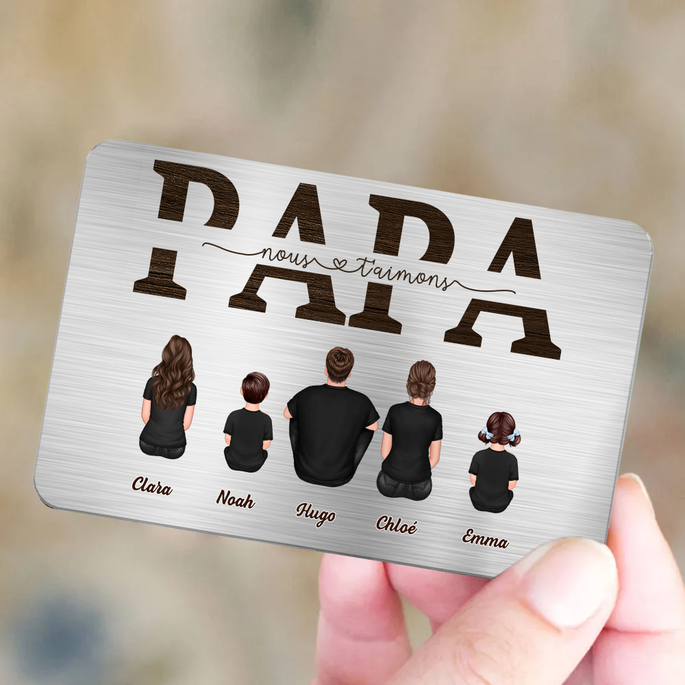 PAPA Carte portefeuille avec famille Carte portefeuille pour papa et papi