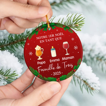 Orement personnalisée en céramique « Notre 1er Noël en famille à... » Décoration pour sapin de Noël