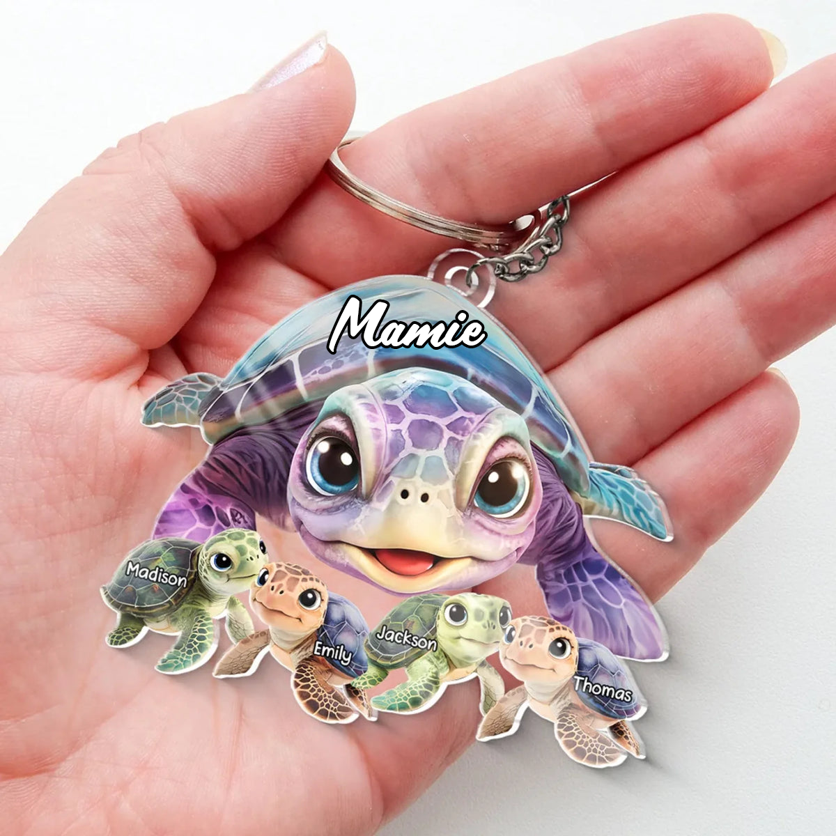 Porte-clés en acrylique avec tortues marines – Cadeau pour mamie