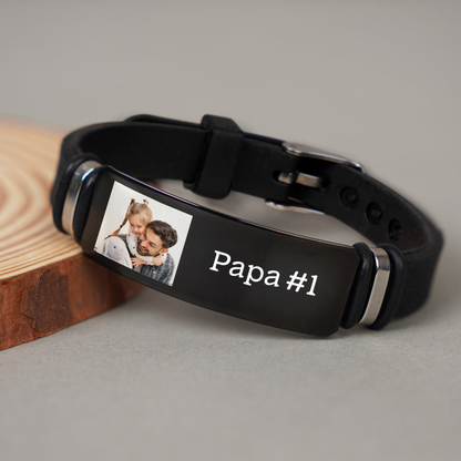 Bracelet en silicone avec photo – Cadeau personnalisé pour Papa
