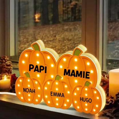 Boîte lumineuse personnalisée “Grand-mère & Grand-père – Champ de citrouilles”