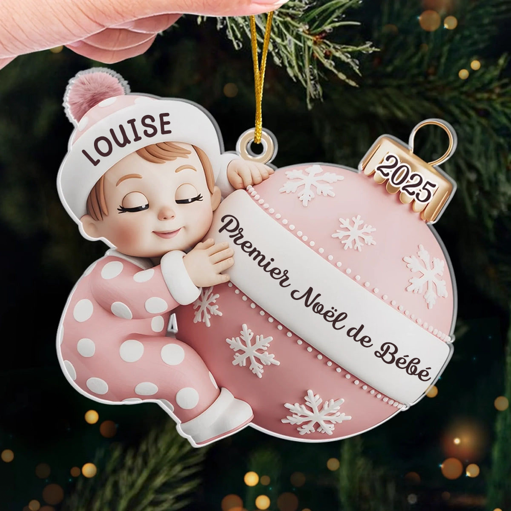 « Premier Noël de bébé » Orement en acrylique avec nom Décoration de Noël personnalisée