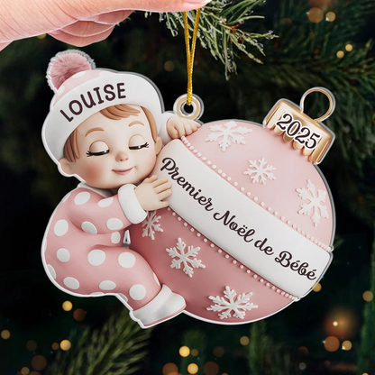 « Premier Noël de bébé » Orement en acrylique avec nom Décoration de Noël personnalisée