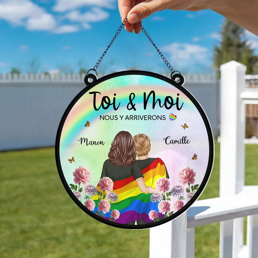 Porte-soleil personnalisé « Couple Arc-en-ciel » – Cadeau pour couples LGBT