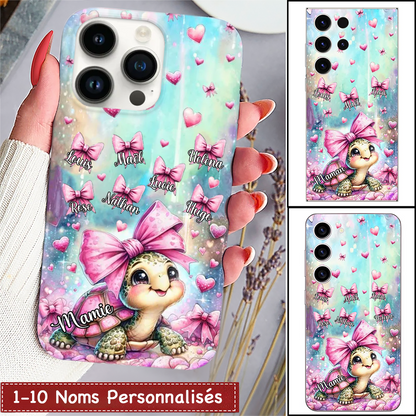 Nœud papillon et tortue-étui de téléphone personnalisé pour iPhone et Samsung
