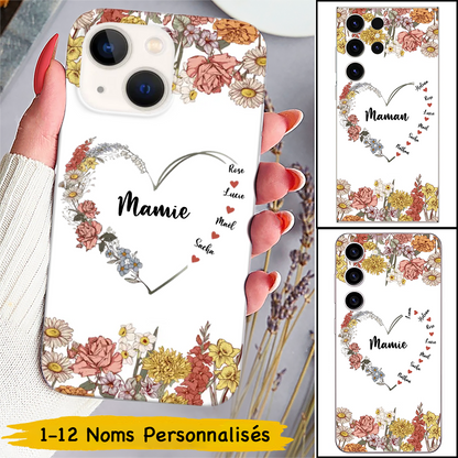 Étui personnalisé pour iPhone et Samsung avec fleurs