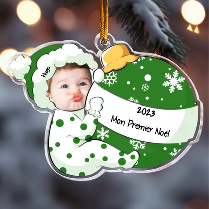 Bébé et boule de Noël Photo décorations de Noël avec nom