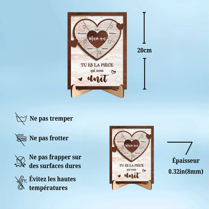 Tableau en bois puzzle personnalisé pour maman, papa, mamie et papi