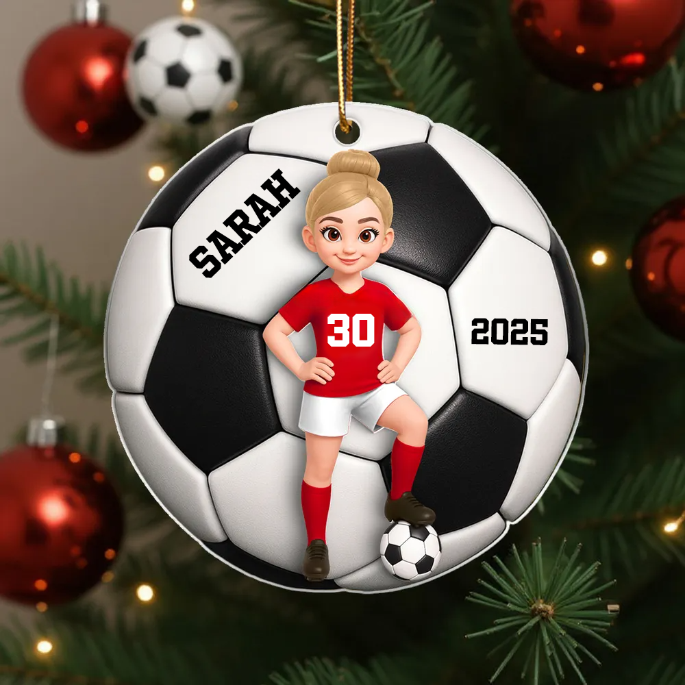 Pendentif en acrylique personnalisé avec enfant footballeur – Cadeau pour garçon et fille de football