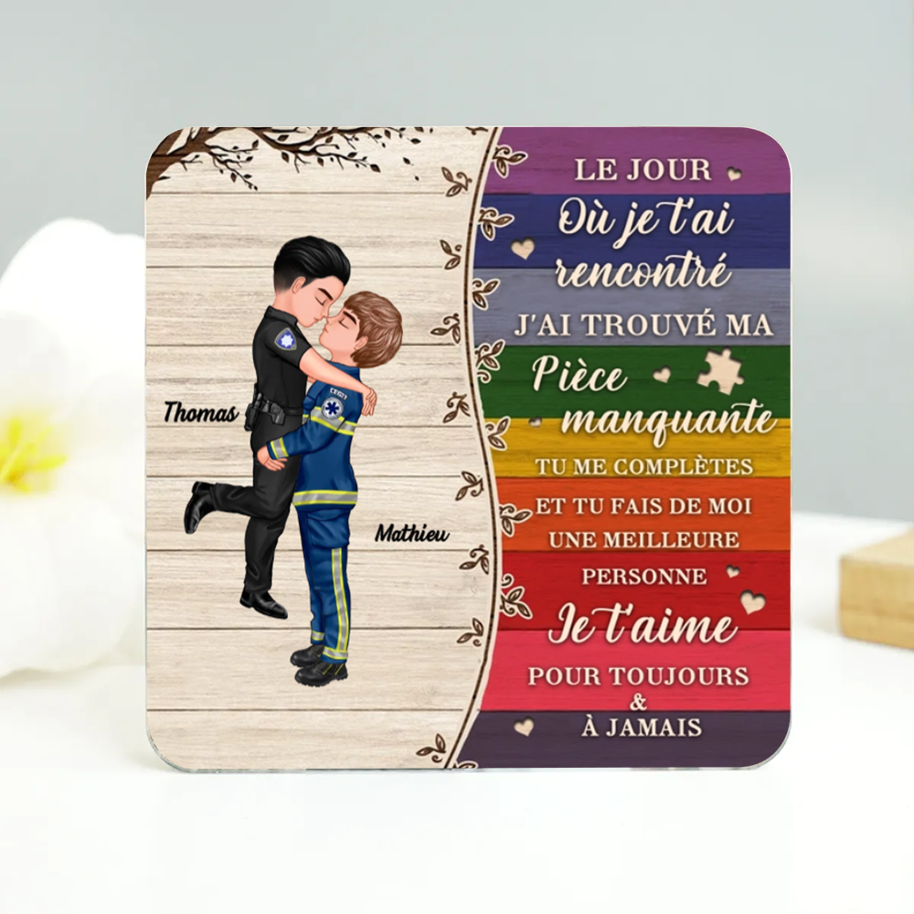 Aimants en acrylique personnalisés « Arc-en-ciel » pour couples