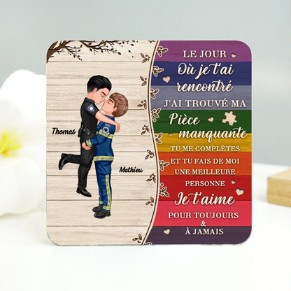Aimants en acrylique personnalisés « Arc-en-ciel » pour couples