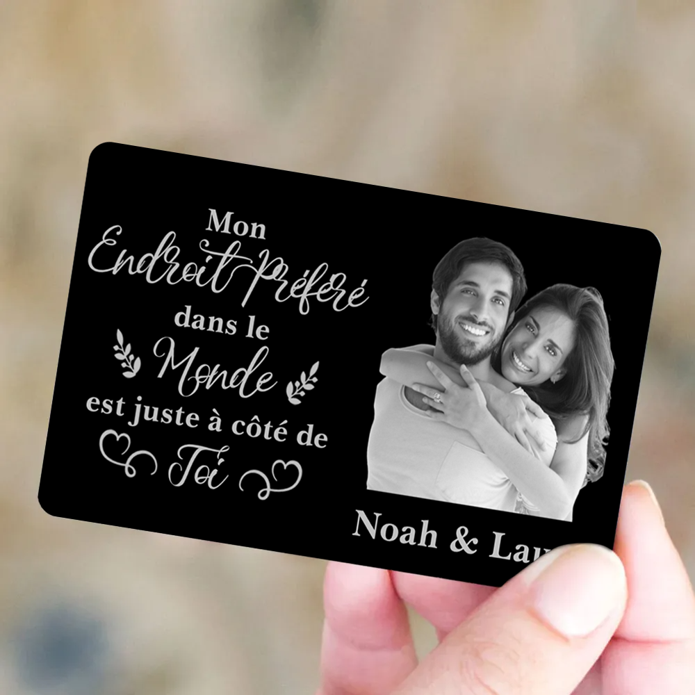 Mon endroit préféré – Carte portefeuille personnalisée avec photo – Cadeau pour couple