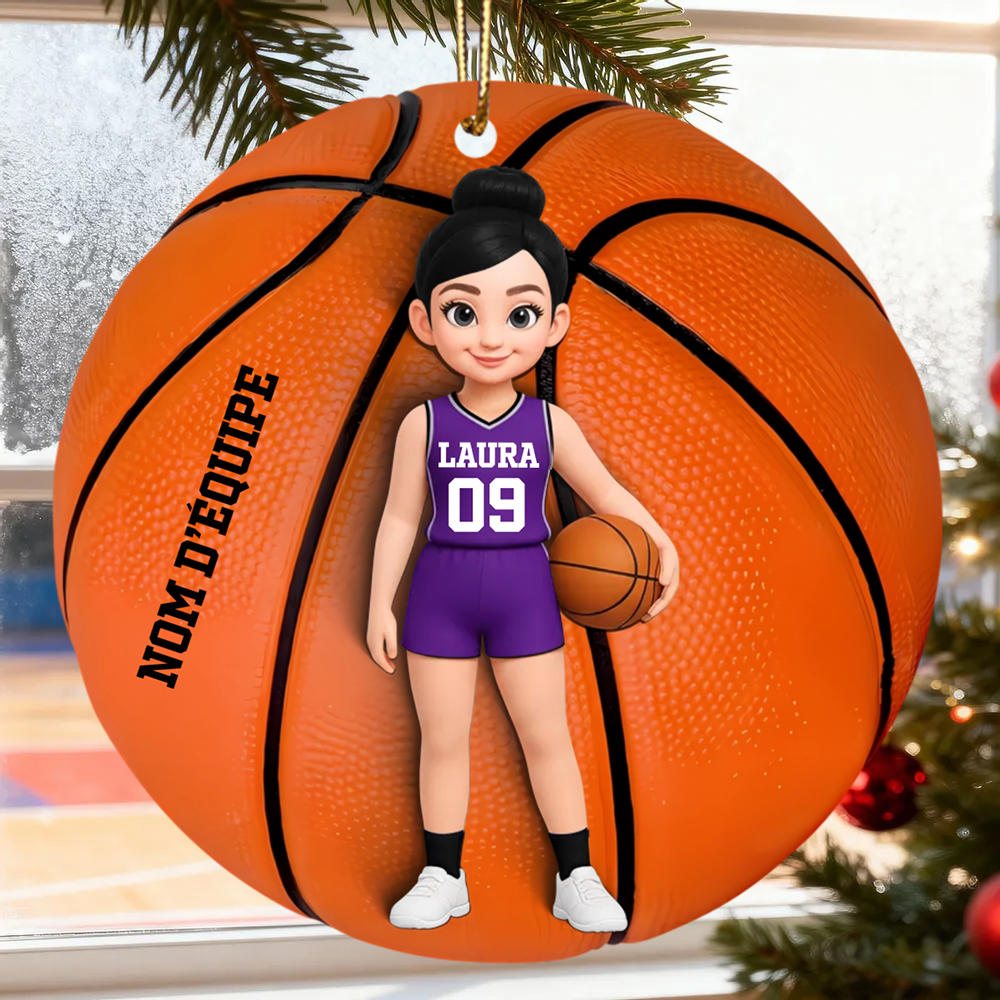 Ballon de football / basketball et maillot – Pendentif en acrylique personnalisé avec prénom et couleur