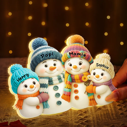Boîte lumineuse personnalisée Bonhomme de Neige – Grands-parents & Petits-enfants