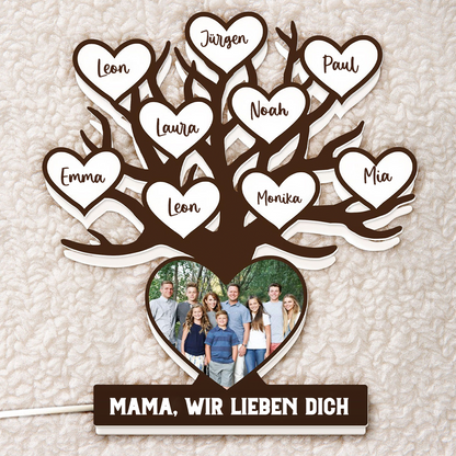 Boîte lumineuse LED personnalisée avec arbre généalogique Boîte lumineuse photo avec texte et nom Cadeau pour maman et mamie