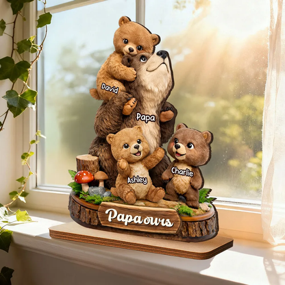 Décoration en bois personnalisé « Papa Ours » avec motif d’ours