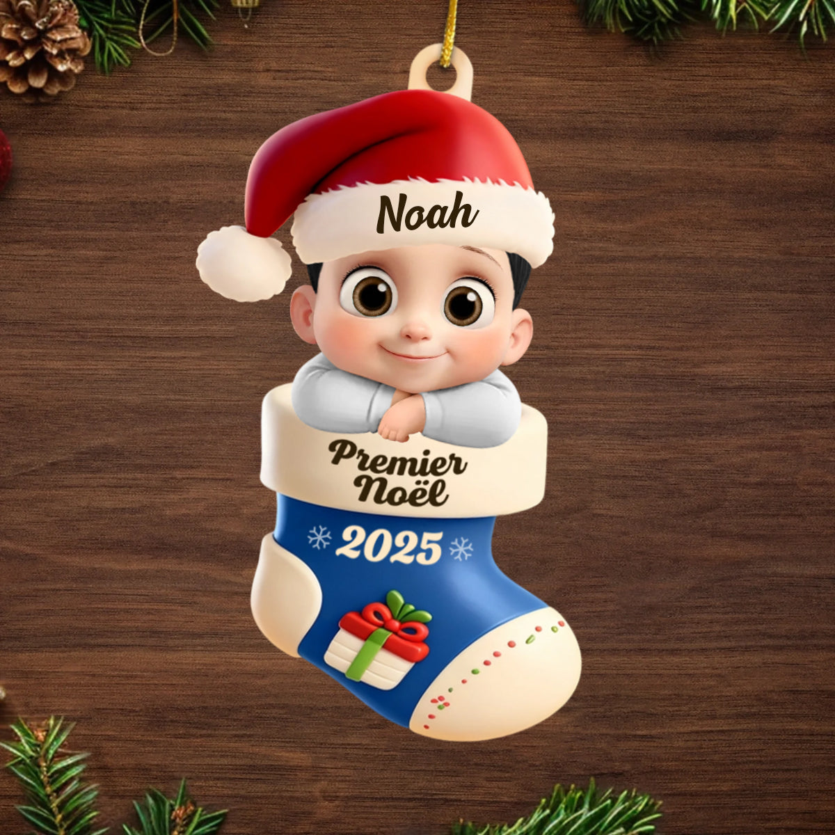 Premier Noël 2025 - Pendentif en acrylique Orement de Noël avec bébé