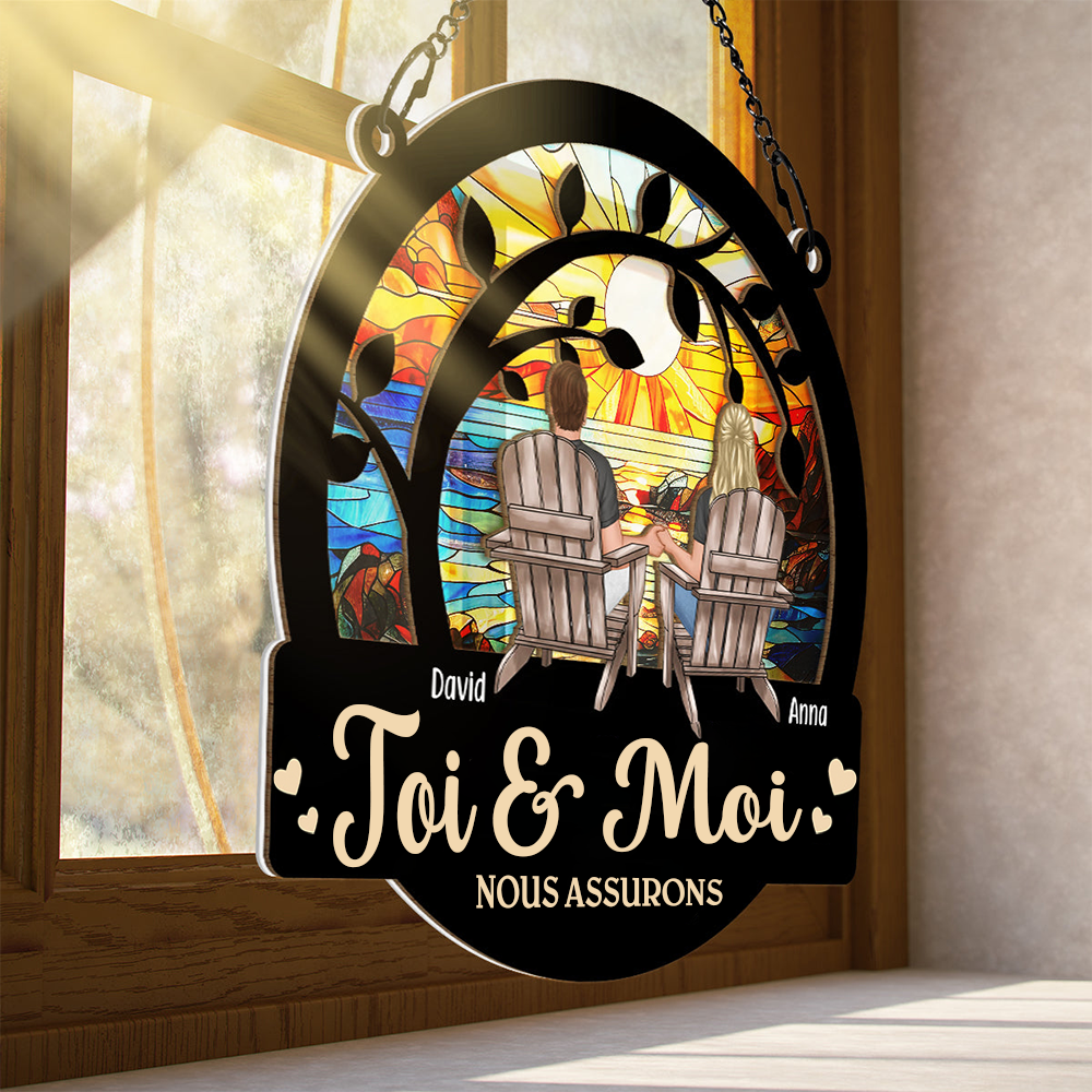 Toi et moi -Fenêtres acryliques personnalisées Ornement attrape-soleil