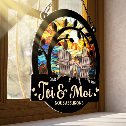Toi et moi -Fenêtres acryliques personnalisées Ornement attrape-soleil