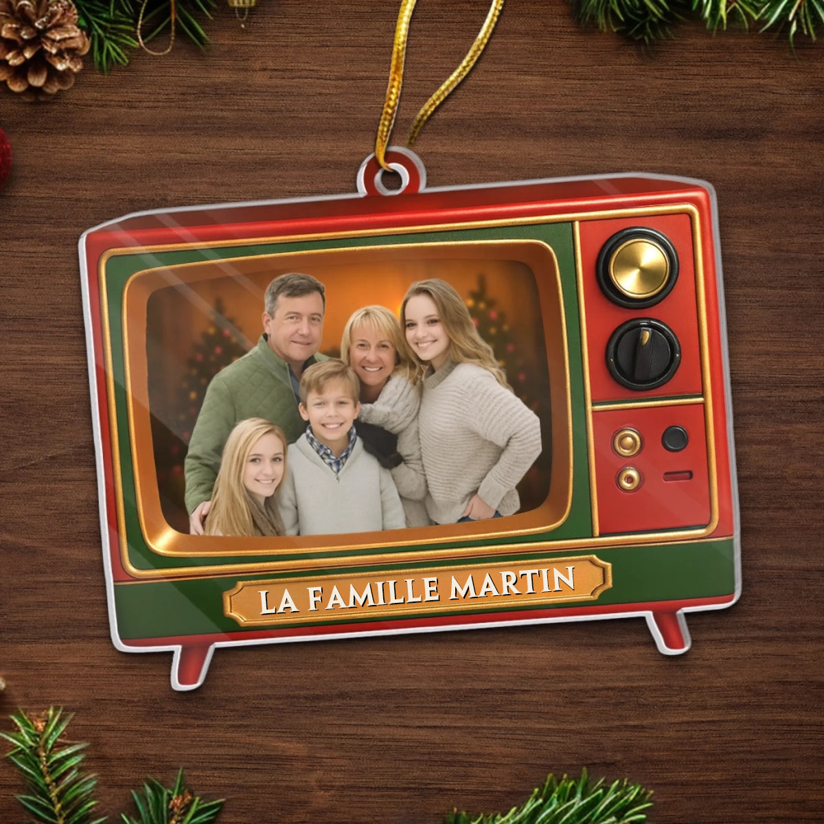 Orement photo en acrylique Décoration de Noël personnalisée avec télévision