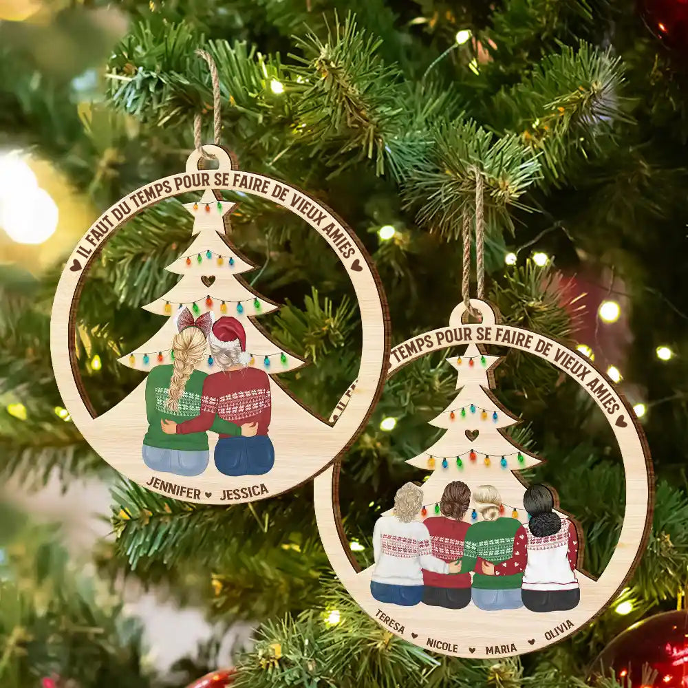 Orement en bois avec 2 à 6 femmes Décoration de Noël  pour meilleures amies