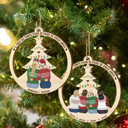 Orement en bois avec 2 à 6 femmes Décoration de Noël  pour meilleures amies