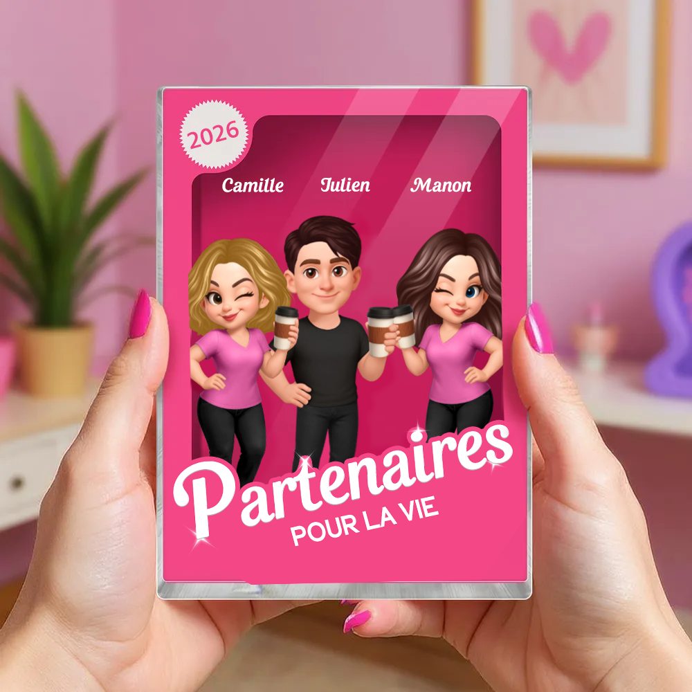 « Partenaires pour la vie » – Bloc en acrylique personnalisé avec 2 à 6 personnages – Cadeau pour couple et amis