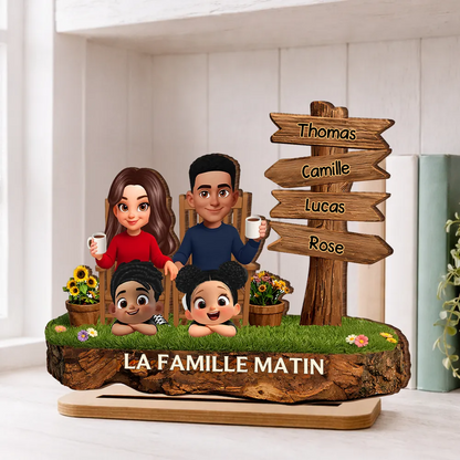 Décoration en bois personnalisé avec parents et enfants – Cadeau pour papa, maman, mamie et papi