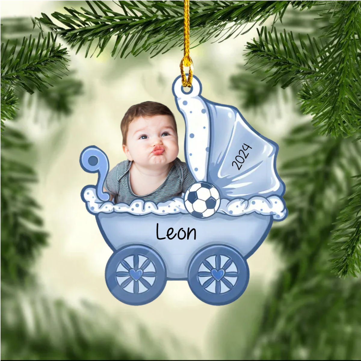 Poussette pour Bébé Photo Ornement de Noël