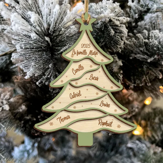 Orement pour sapin de Noël avec sapin et nom Pendentif de Noël personnalisé