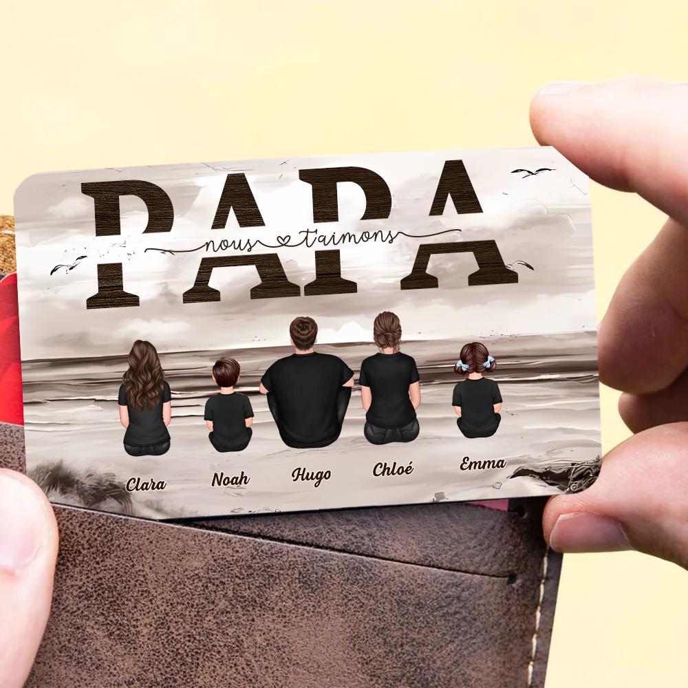 PAPA Carte portefeuille avec famille Carte portefeuille pour papa et papi