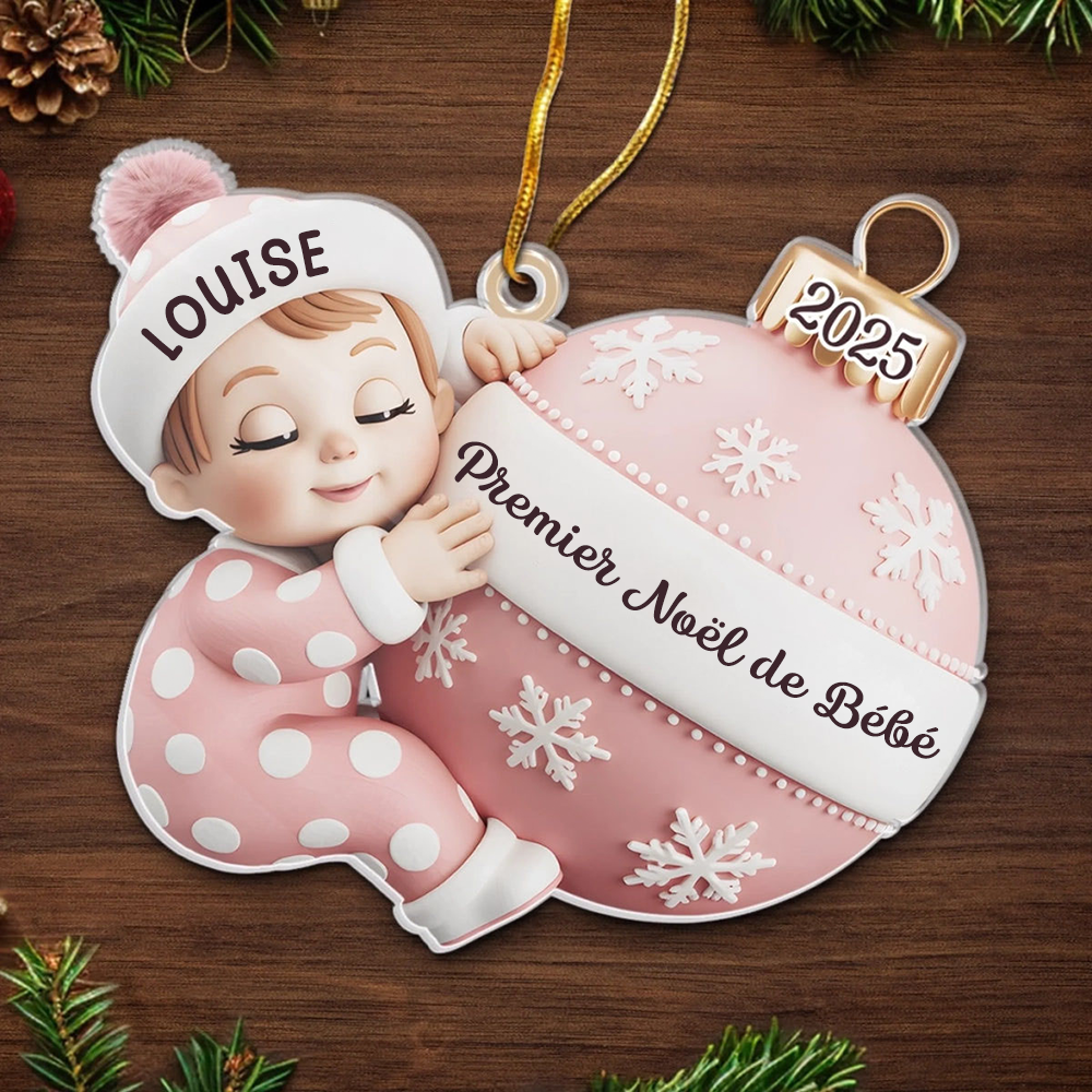 « Premier Noël de bébé » Orement en acrylique avec nom Décoration de Noël personnalisée
