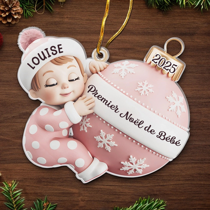 « Premier Noël de bébé » Orement en acrylique avec nom Décoration de Noël personnalisée