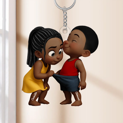 Porte-clés en acrylique personnalisé avec noms, cadeau pour couple