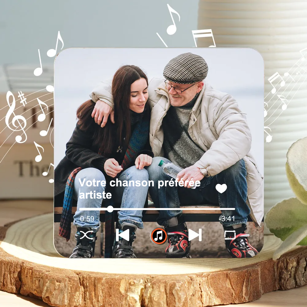 Aimants acryliques musicaux avec photo et chanson Cadeau pour la famille