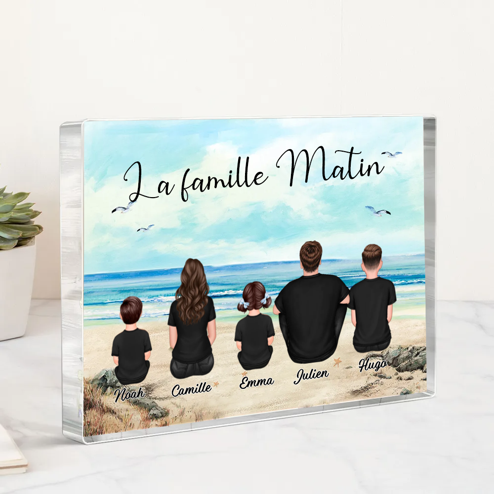 Bloc acrylique avec 2 à 10 personnes, texte et noms personnalisés Cadeau pour la famille