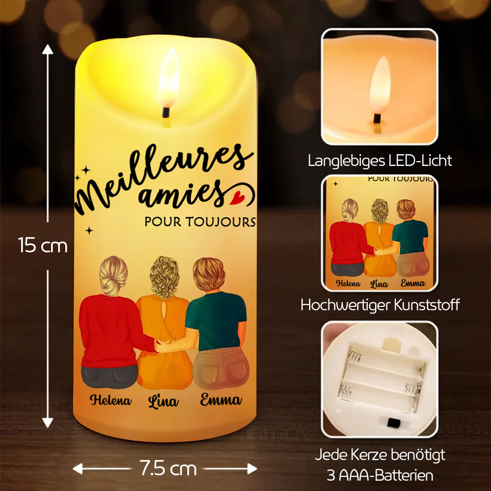 Meilleurs amis pour toujours – Bougie LED personnalisée avec 2 à 6 femmes