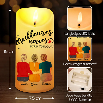 Meilleurs amis pour toujours – Bougie LED personnalisée avec 2 à 6 femmes