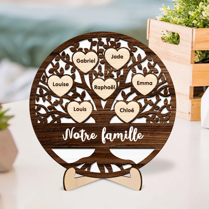 Plaque en bois personnalisée avec arbre généalogique – Cadeau pour la famille