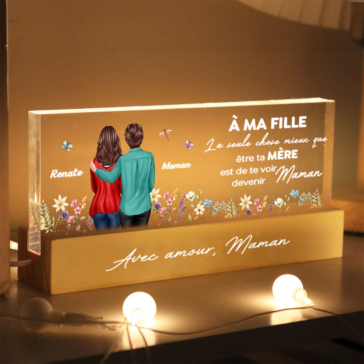Lampe de nuit personnalisée pour la fille pour la fête des mères