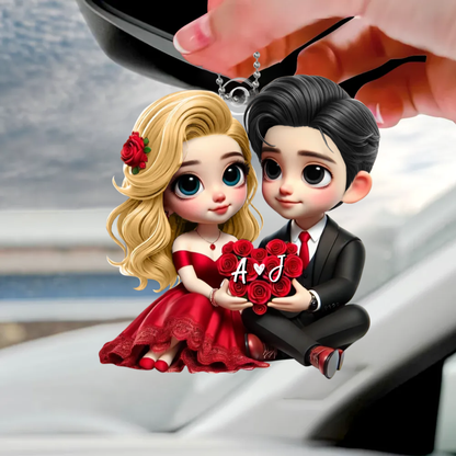 Couple avec roses – Pendentif en acrylique, cadeau pour couple