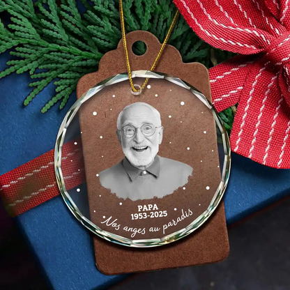 Orement en verre personnalisée avec photo – Décoration de Noël en souvenir d'un être cher
