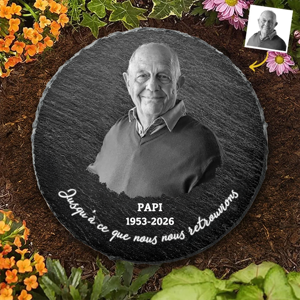 Plaque en ardoise personnalisée avec photo, année et texte – Cadeau commémoratif