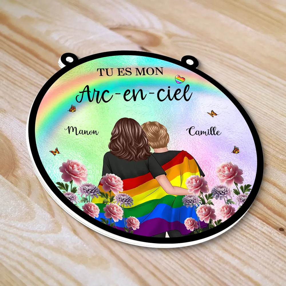 Porte-soleil personnalisé « Couple Arc-en-ciel » – Cadeau pour couples LGBT