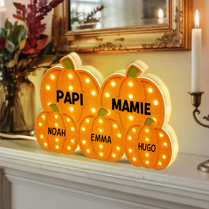 Boîte lumineuse personnalisée “Grand-mère & Grand-père – Champ de citrouilles”