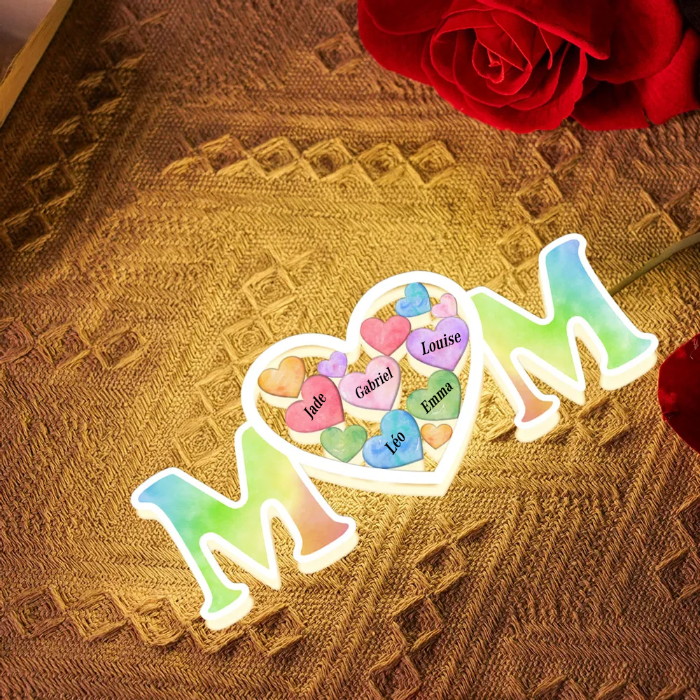 Boîte lumineuse MOM personnalisée avec prénom Cadeau pour maman