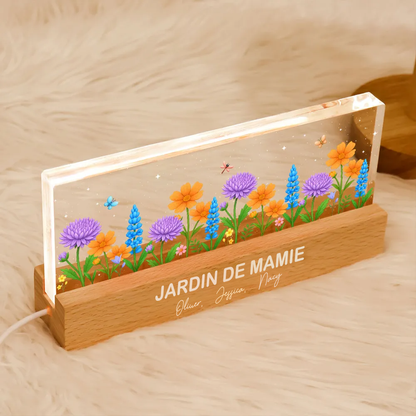 Veilleuse LED personnalisée avec motif floral – Cadeau pour mamie et maman