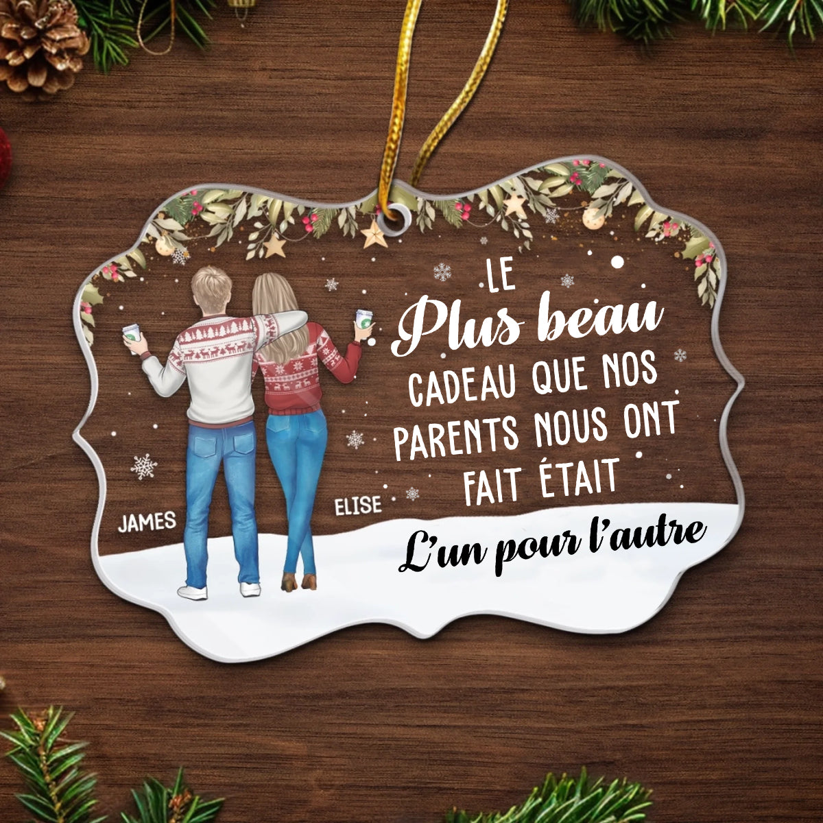 Orement personnalisé en acrylique Décoration de Noël pour frère et sœur
