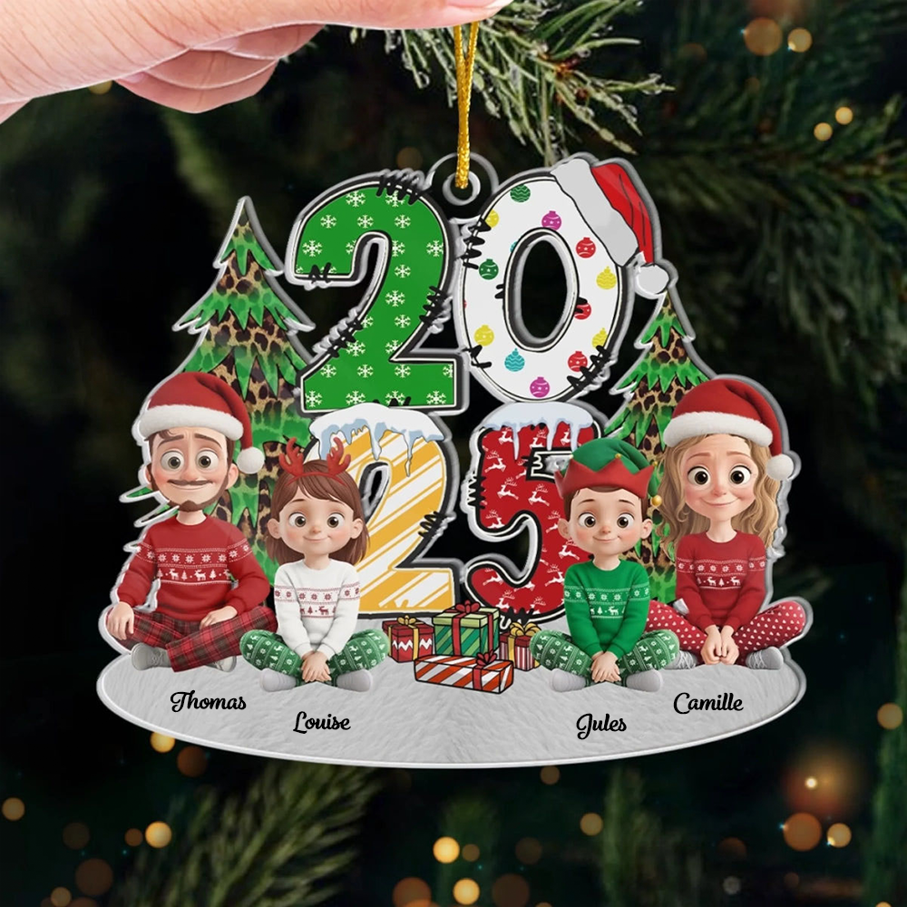 2025 Décoration personnalisée pour sapin de Noël avec famille, ornement en acrylique